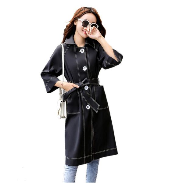 women's trench coats women windbreaker tie stitching pocket lapel waist slimming button casual holiday personality, Tan;black 
women's trench coats women windbreaker tie stitching pocket lapel waist slimming button casual holiday personality, Tan;black