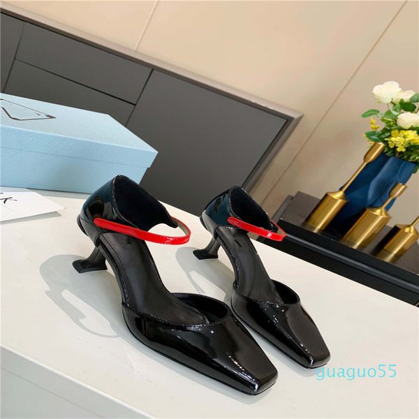 designer sandals bright face color matching square head side high heels female stiletto buckle leather single, Black
designer sandals bright face color matching square head side high heels female stiletto buckle leather single, Black