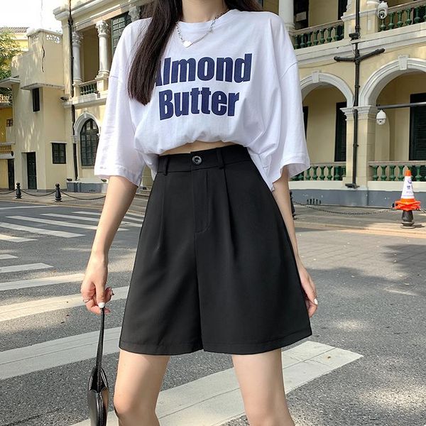 women's shorts ytx1688 summer 2021 black a-line suit women loose wide-leg, White;black
women's shorts ytx1688 summer 2021 black a-line suit women loose wide-leg, White;black