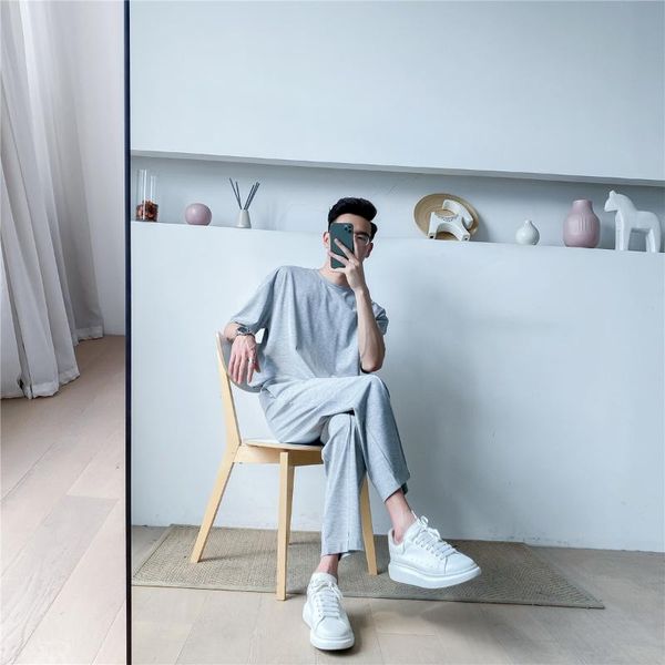 men's tracksuits summer cool men loose straight casual round o-neck short sleeve t-shirt + length pants fashion suit, Gray
men's tracksuits summer cool men loose straight casual round o-neck short sleeve t-shirt + length pants fashion suit, Gray