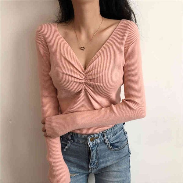 lucyever v-neck ruched fashion jumper mujer autumn winter solid color long sleeve slim knit sweaters womens 210521, White;black
lucyever v-neck ruched fashion jumper mujer autumn winter solid color long sleeve slim knit sweaters womens 210521, White;black