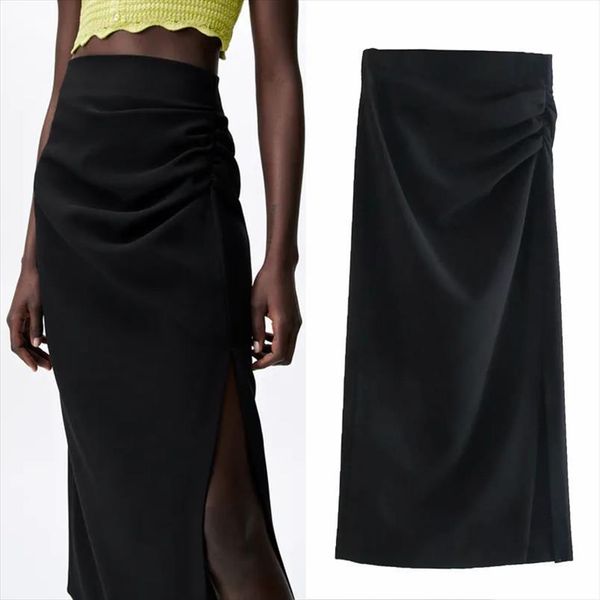 za black ruched high womens skirts waisted summer elegant long white female fashion side slit
za black ruched high womens skirts waisted summer elegant long white female fashion side slit