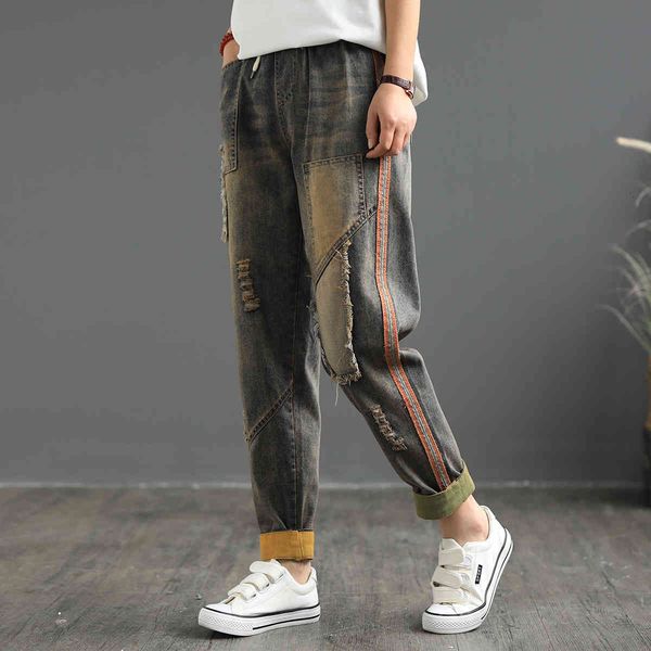 korean autumn fashion torn designer hare from loosey-loosey punk holes women's vintage jeans denigrate pants longer, Blue
korean autumn fashion torn designer hare from loosey-loosey punk holes women's vintage jeans denigrate pants longer, Blue