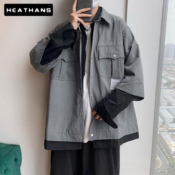 high street jacket men windproof loose handsome casual military fake two spring autumn warm minimalist coat men's jackets, Black;brown
high street jacket men windproof loose handsome casual military fake two spring autumn warm minimalist coat men's jackets, Black;brown