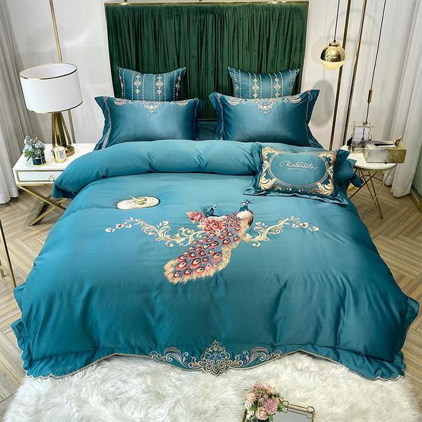 classic chic peacock embroidery duvet cover luxury silk satin vintage style bedding set bed sheet pillowcases king size sets
classic chic peacock embroidery duvet cover luxury silk satin vintage style bedding set bed sheet pillowcases king size sets