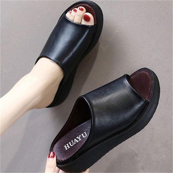 women's summer flat slippers round toe sandals high heel open platform woman beach black brown
women's summer flat slippers round toe sandals high heel open platform woman beach black brown