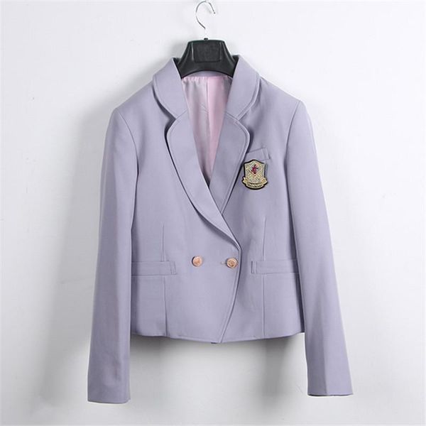 women's suits & blazers short blazer jacket women badge embroidery fashion double breasted suit female loose casual coat, White;black
women's suits & blazers short blazer jacket women badge embroidery fashion double breasted suit female loose casual coat, White;black