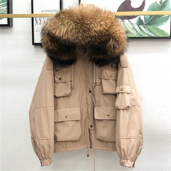 large natural raccoon fur women down coat winter thick 90% white duck parka female hooded short jacket loose outerwear 210927, Black
large natural raccoon fur women down coat winter thick 90% white duck parka female hooded short jacket loose outerwear 210927, Black