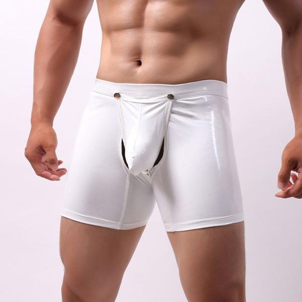 underpants men flat angle pouch separation patent leather shorts lengthen boxer panties men's faux long low, Black;white
underpants men flat angle pouch separation patent leather shorts lengthen boxer panties men's faux long low, Black;white