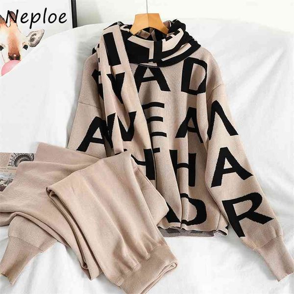 autumn winter 3 piece set chic letter pattern knitted pullovers wide leg straight casual pants with scarf elegant suit 210422, White
autumn winter 3 piece set chic letter pattern knitted pullovers wide leg straight casual pants with scarf elegant suit 210422, White