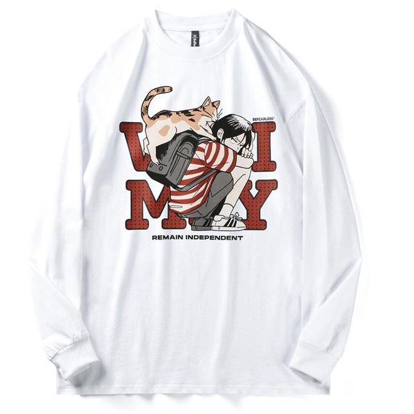 men's t-shirts hip hop t shirt men japanese streetwear anime girl cat printed long sleeve cotton oversized women couple fashion vintage, White;black
men's t-shirts hip hop t shirt men japanese streetwear anime girl cat printed long sleeve cotton oversized women couple fashion vintage, White;black