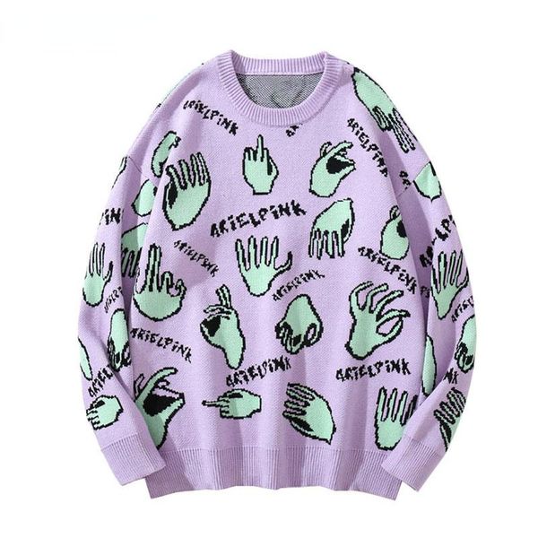 men's sweaters 2021 harajuku streetwear graffiti hands knitted jumpers sweater hip hop fashion casual outerwear mens knitwear, White;black
men's sweaters 2021 harajuku streetwear graffiti hands knitted jumpers sweater hip hop fashion casual outerwear mens knitwear, White;black