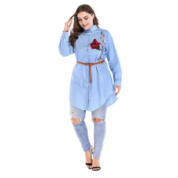 plus size t-shirt autumn elegant office women long sleeve blue shirts casual turn down collar embroidery blouse lady vestidos, Black
plus size t-shirt autumn elegant office women long sleeve blue shirts casual turn down collar embroidery blouse lady vestidos, Black
