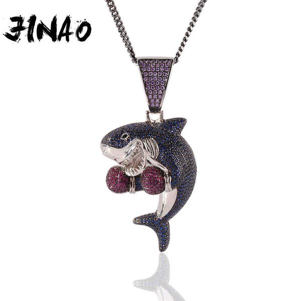jinao boxing shark pendant hiphop bling purple blue copper material necklace chain fashion hiphop jewelry, Silver
jinao boxing shark pendant hiphop bling purple blue copper material necklace chain fashion hiphop jewelry, Silver