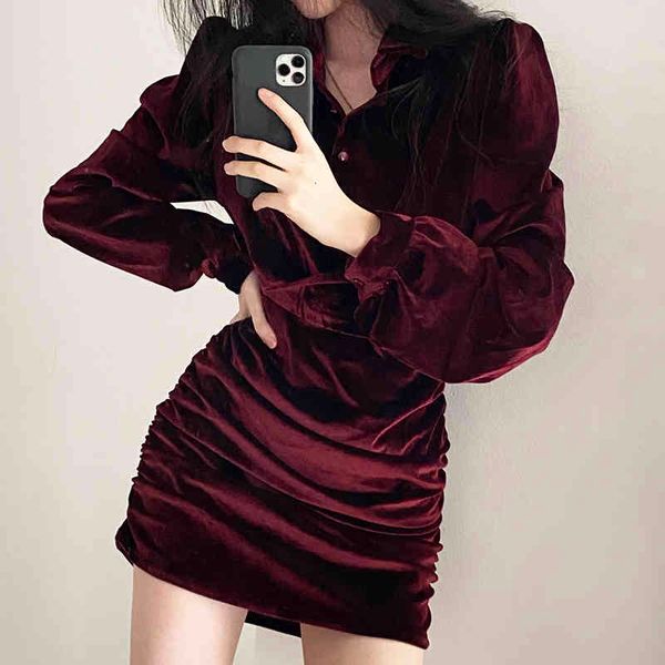 elegant chic dress woman spring vintage ins fashion lapel folds waist puff sleeves buttoned hip velvet dresses, Black;gray
elegant chic dress woman spring vintage ins fashion lapel folds waist puff sleeves buttoned hip velvet dresses, Black;gray