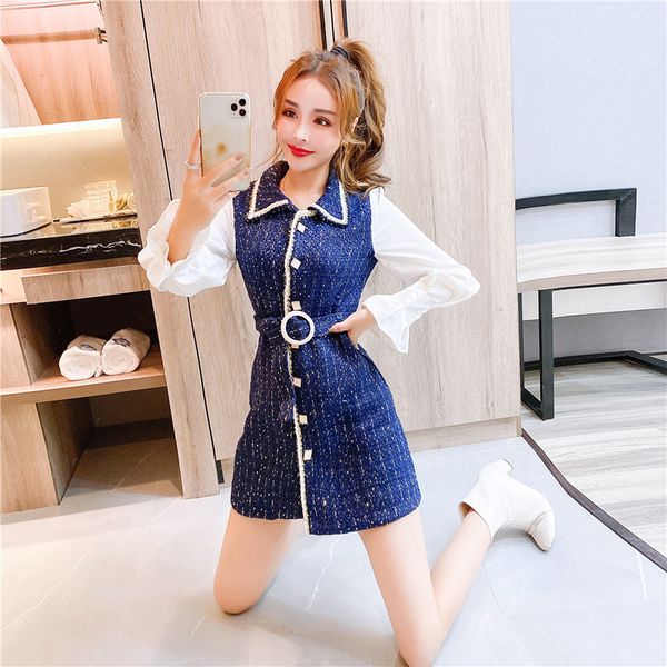 2021 a line blue autumn tweed patchwork white long sleeve bodycon women female elegant turn down collar vestido robe femme, Black;gray
2021 a line blue autumn tweed patchwork white long sleeve bodycon women female elegant turn down collar vestido robe femme, Black;gray