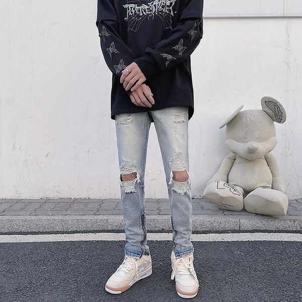 tfetters brand hole jeans 2021 spring young fashion mid straight zipper fly high street wash jeans male retro mens jeans pants x0621, Blue
tfetters brand hole jeans 2021 spring young fashion mid straight zipper fly high street wash jeans male retro mens jeans pants x0621, Blue