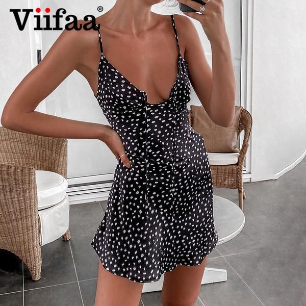 viifaa v neck knot front spaghetti strap dotted dress backless party women a line casual holiday beach wear dresses, Black;gray
viifaa v neck knot front spaghetti strap dotted dress backless party women a line casual holiday beach wear dresses, Black;gray