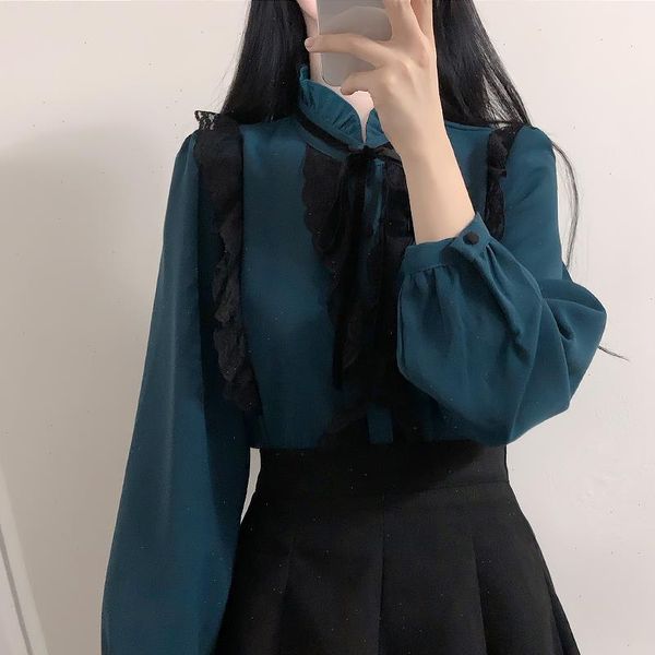 stand collar womens shirt long sleeve lace ruffled camisas mujer chemise blusa brand, White
stand collar womens shirt long sleeve lace ruffled camisas mujer chemise blusa brand, White