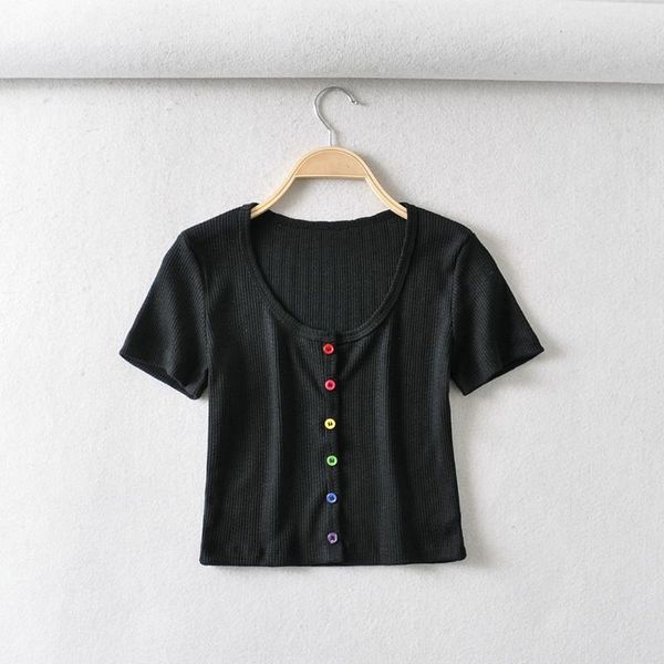 women's t-shirt bradely michelle girls black&white low-neck rainbow button knitted cardigan for outside in spring skinny short shtrts
women's t-shirt bradely michelle girls black&white low-neck rainbow button knitted cardigan for outside in spring skinny short shtrts