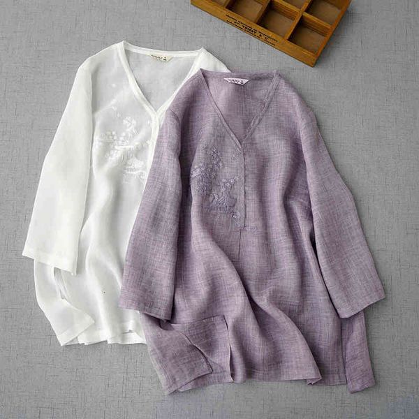 women's blouses & shirts cool and comfortable v-neck quarter sleeve ramie shirt summer women's embroidery pullover thin linen 0629, White
women's blouses & shirts cool and comfortable v-neck quarter sleeve ramie shirt summer women's embroidery pullover thin linen 0629, White