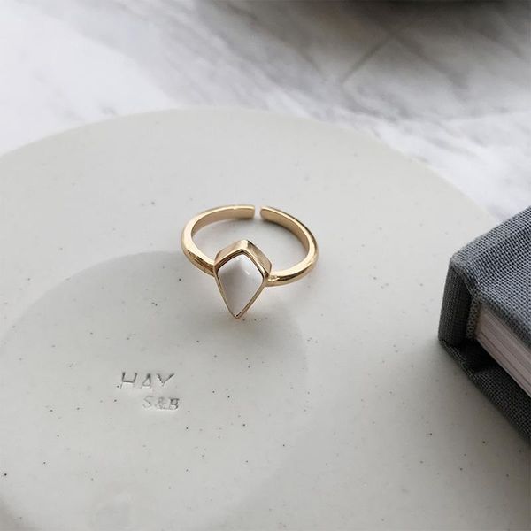 cluster rings wtltc waterdrop shaped white howlite stone 925 sterling sliver stack adjustable layered ring minimal jewelry femme, Golden;silver