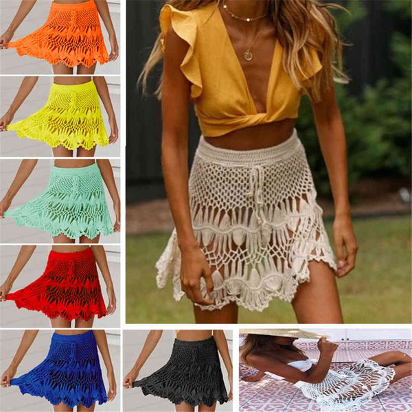 women's swimwear women bikini cover up sheer fishnet crochet hollow beach mini wrap skirts sarong summer tied skirt cover-ups, White;black
women's swimwear women bikini cover up sheer fishnet crochet hollow beach mini wrap skirts sarong summer tied skirt cover-ups, White;black