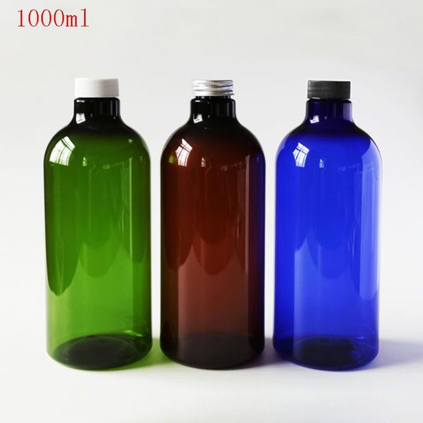 storage bottles & jars 12pcs 1000ml round brown blue green pet jar bottle container with thread plastic/aluminum cap lid,for cosmetic packag 
storage bottles & jars 12pcs 1000ml round brown blue green pet jar bottle container with thread plastic/aluminum cap lid,for cosmetic packag