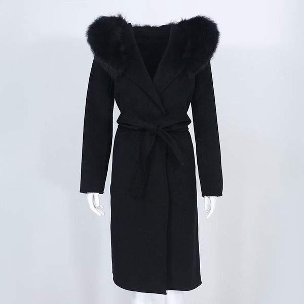 women's wool & blends menina bonita real fur coat winter jacket women natural collar hooded cashmere long outerwear streetwear, Black
women's wool & blends menina bonita real fur coat winter jacket women natural collar hooded cashmere long outerwear streetwear, Black