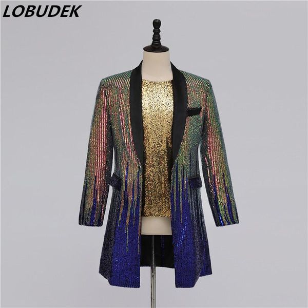 multi-color sequins stripes suits jacket long coat men singer host magician evening party stage performance blazers plus size men's &, White;black
multi-color sequins stripes suits jacket long coat men singer host magician evening party stage performance blazers plus size men's &, White;black