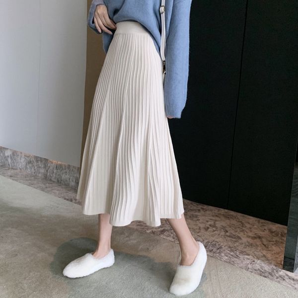 winter retro knitted slim a-line elastic slender gentle high waist long skirt all match quality fresh pleated skirts 210421, Black
winter retro knitted slim a-line elastic slender gentle high waist long skirt all match quality fresh pleated skirts 210421, Black