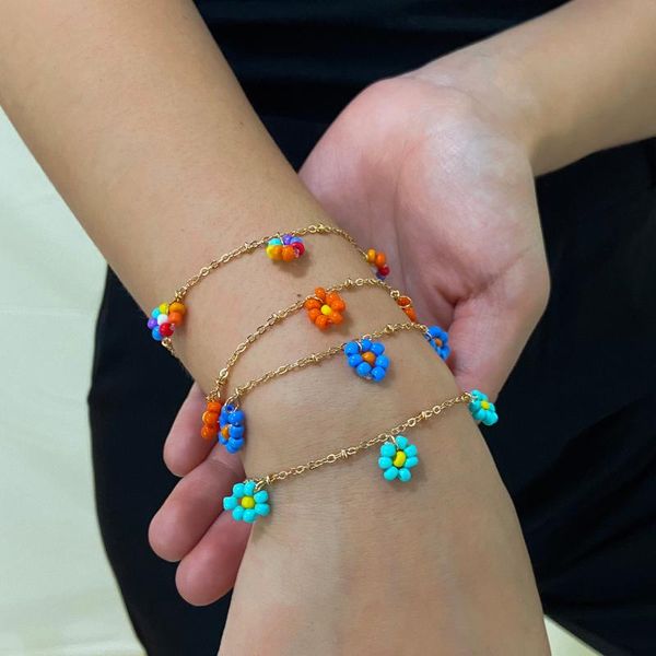 link, chain fashionable boho daisy flower glamour women's colorful seed beads friendship golden bracelet holiday casual jewelry, Black
link, chain fashionable boho daisy flower glamour women's colorful seed beads friendship golden bracelet holiday casual jewelry, Black