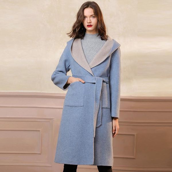 women's wool & blends smpevrg style women coat double-sided fabric coats female cardigan wear jacket waist hooded outwear, Black
women's wool & blends smpevrg style women coat double-sided fabric coats female cardigan wear jacket waist hooded outwear, Black