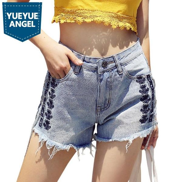 vintage embroidery loose fit ripped wide denim shorts women fashion chain korean streetwear summer short jeans women's, Blue
vintage embroidery loose fit ripped wide denim shorts women fashion chain korean streetwear summer short jeans women's, Blue