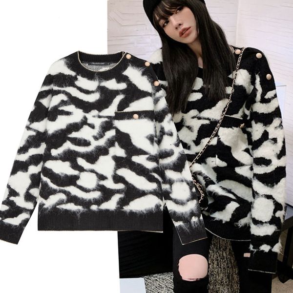 vintage female blouses up loose long leopard fall thick sweater jumper clothes mujer, White;black
vintage female blouses up loose long leopard fall thick sweater jumper clothes mujer, White;black