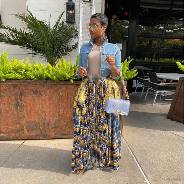 skirts vazn summer ladies lucky label casual fashion street trend personality splicing print plaid loose multicolor skirt, Black
skirts vazn summer ladies lucky label casual fashion street trend personality splicing print plaid loose multicolor skirt, Black