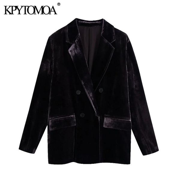 women fashion double breasted velvet blazer coat vintage long sleeve pockets female outerwear chic 210416, White;black
women fashion double breasted velvet blazer coat vintage long sleeve pockets female outerwear chic 210416, White;black