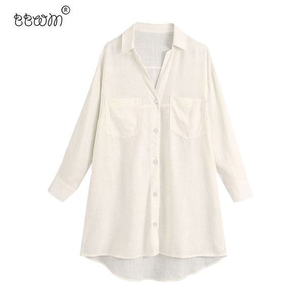 women fashion pockets oversized linen blouses vintage lapel collar long cuffed sleeves female shirts chic 210520, White
women fashion pockets oversized linen blouses vintage lapel collar long cuffed sleeves female shirts chic 210520, White