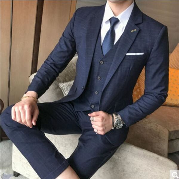suit 2021 three real blue male lapel peaked custom-made tuxedos tuxedo fine men's suits (jacket pants vest + tie), White;black
suit 2021 three real blue male lapel peaked custom-made tuxedos tuxedo fine men's suits (jacket pants vest + tie), White;black