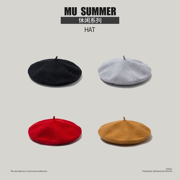 hat female wool beret british autumn winter versatile knitting artist pumpkin hat, Blue;gray
hat female wool beret british autumn winter versatile knitting artist pumpkin hat, Blue;gray