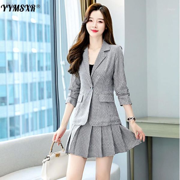 two piece dress elegant women's suit short skirt two-piece set 2021 spring and autumn slim long sleeve ladies jacket + high waist pleat, White
two piece dress elegant women's suit short skirt two-piece set 2021 spring and autumn slim long sleeve ladies jacket + high waist pleat, White
