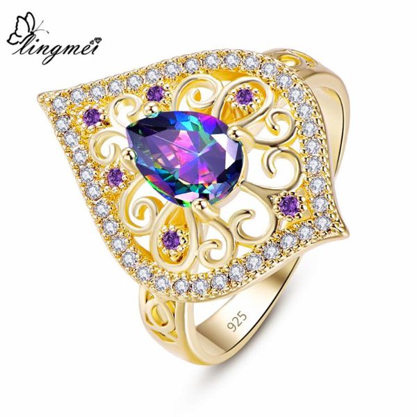 wedding rings lingmei women men fashion jewelry pear cut multicolor & blue purple zircon silver yellow goldplated ring size 6 7 8 9, Slivery;golden
wedding rings lingmei women men fashion jewelry pear cut multicolor & blue purple zircon silver yellow goldplated ring size 6 7 8 9, Slivery;golden