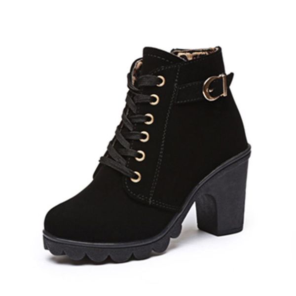 boots autumn winter shoes women's round toe thick-heeled high-heeled mid-tube front lace-up ankle, Black
boots autumn winter shoes women's round toe thick-heeled high-heeled mid-tube front lace-up ankle, Black