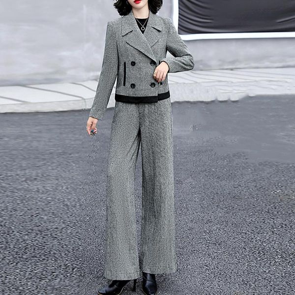 women's two piece pants women jacket double breasted blazer suit fashion casual ladies autumn winter office wear elegant wide leg, White
women's two piece pants women jacket double breasted blazer suit fashion casual ladies autumn winter office wear elegant wide leg, White