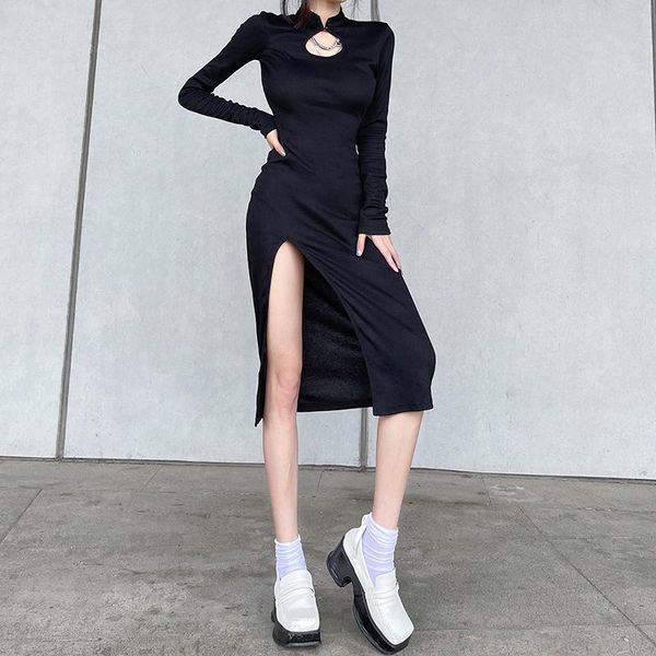 casual dresses elegant long sleeve women elastic knitted dress autumn vintage hollow out side slit slim bodycon high waist vestido, Black;gray
casual dresses elegant long sleeve women elastic knitted dress autumn vintage hollow out side slit slim bodycon high waist vestido, Black;gray