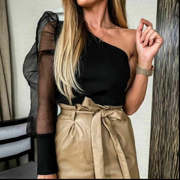 black mesh sheer women shirts blouse puff sleeve one shoulder shirt elegant ladies female slim fit clothing blusa, White
black mesh sheer women shirts blouse puff sleeve one shoulder shirt elegant ladies female slim fit clothing blusa, White