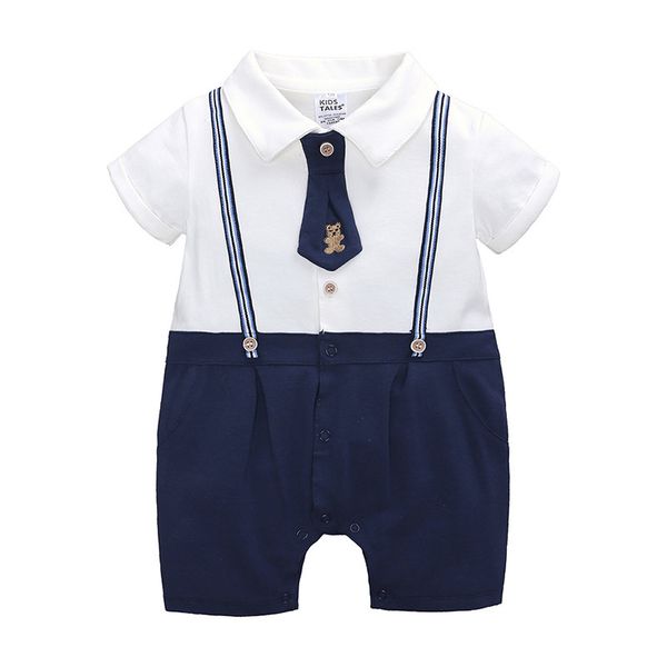 baby boys rompers newborn summer cotton infant costumes clothes tie short sleeve kids' clothing navy one piece 210413, Blue
baby boys rompers newborn summer cotton infant costumes clothes tie short sleeve kids' clothing navy one piece 210413, Blue