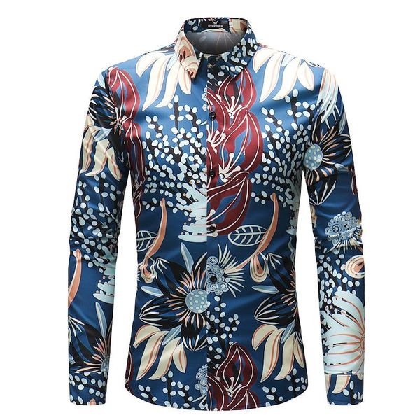 men's casual shirts floral print chemise blue long sleeve slim fit shirt male homme cotton satin man clothing dress, White;black
men's casual shirts floral print chemise blue long sleeve slim fit shirt male homme cotton satin man clothing dress, White;black
