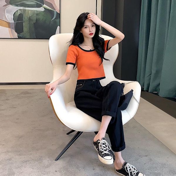 women 2021 summer fashion two piece suits female short sleeve o-neck ladies high waist straight jeans sets k175 women's pants, White
women 2021 summer fashion two piece suits female short sleeve o-neck ladies high waist straight jeans sets k175 women's pants, White