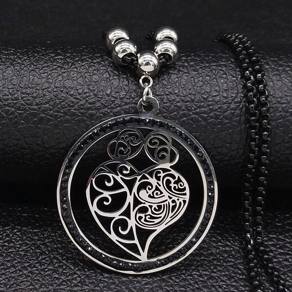 pendant necklaces french heart crystal stainless steel statement necklace women black silver color bead jewelry colar n73s05
pendant necklaces french heart crystal stainless steel statement necklace women black silver color bead jewelry colar n73s05
